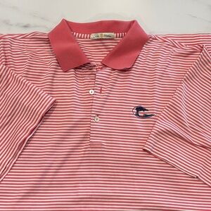 Peter Millar Coral and White Striped Polo